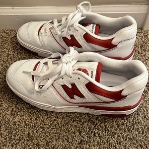 New Balance White and Red Athletic Shoes